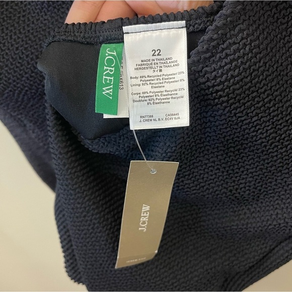 J Crew Ribbed textured squareneck one piece swimsuit in black plus size 22 - Picture 6 of 7